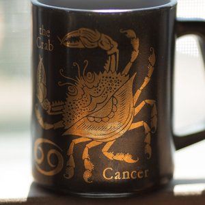 Vintage Cancer Milk Glass Zodiac Mug | Federal Glass Company | 60s 70s Astrology